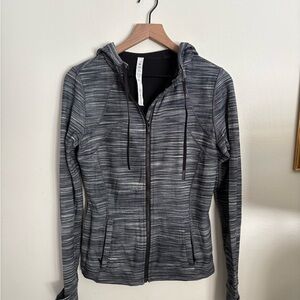 Lululemon Athletica Hooded Define Knit Jacket Marled Grey Zip-Up Womens size 10
